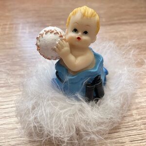 Adorable Blue Baby Ceramic Figurine.